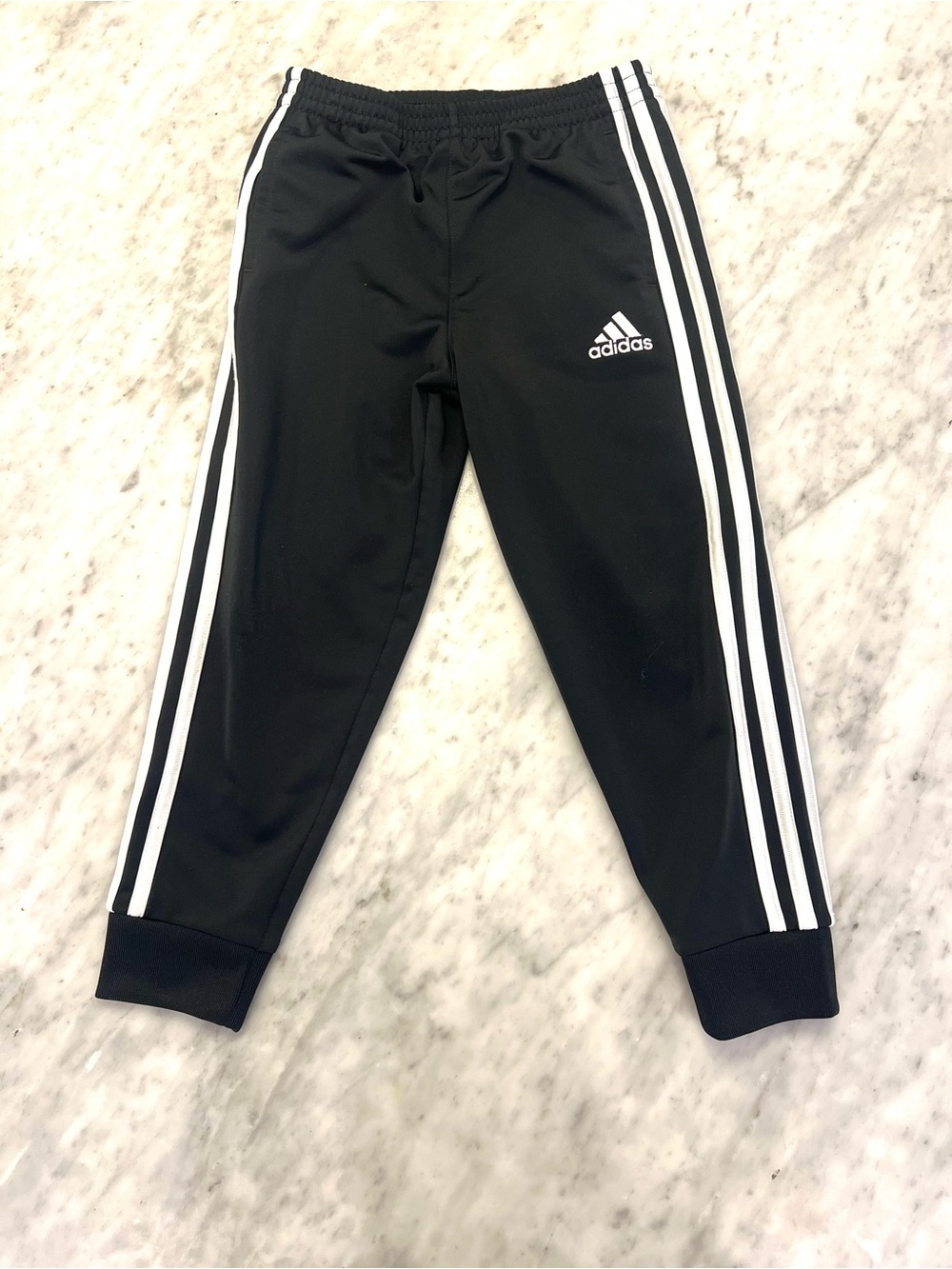 adidas Black Joggers with White Side Stripes - Kids